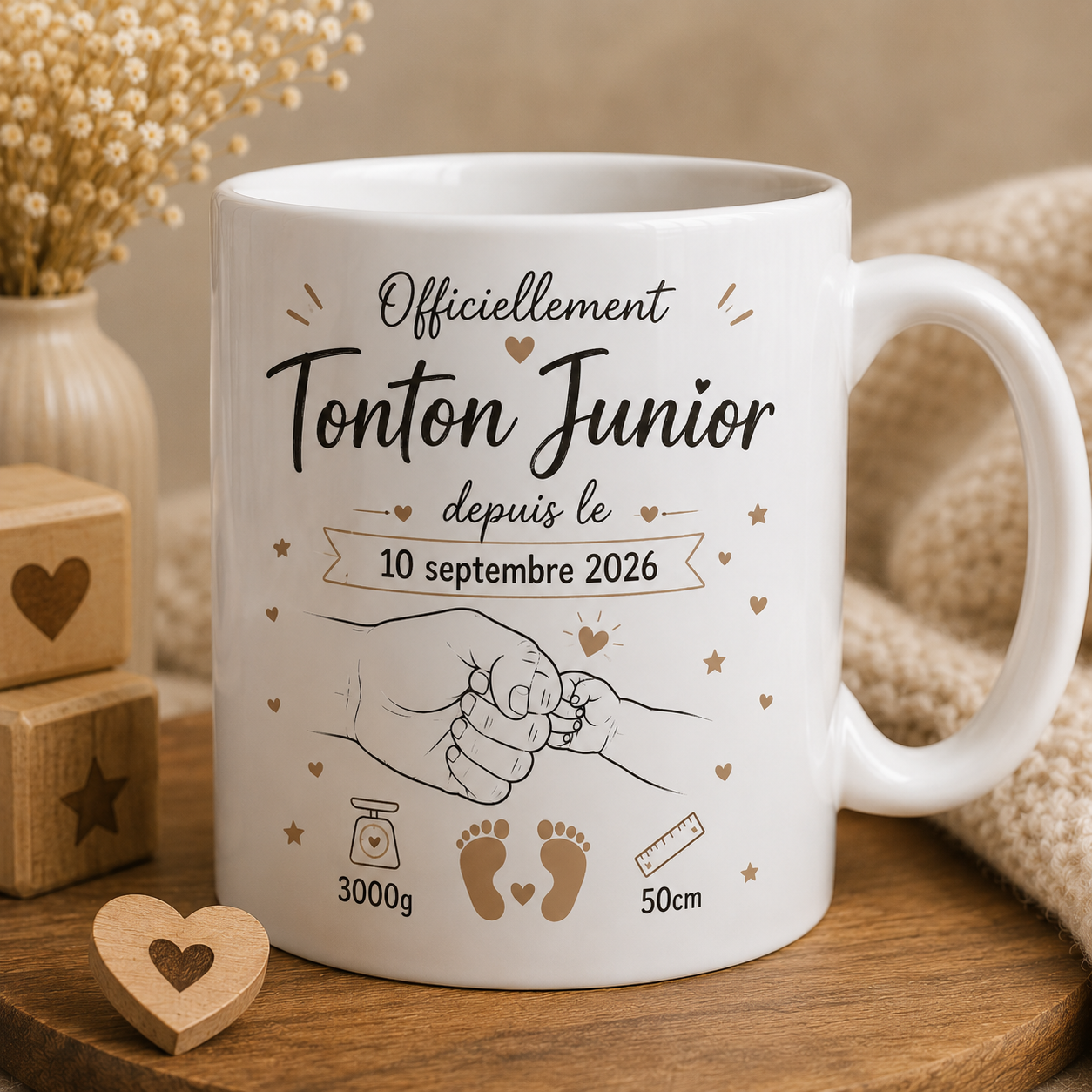Mug personnalisé officiellement tonton - Cadeau de naissance