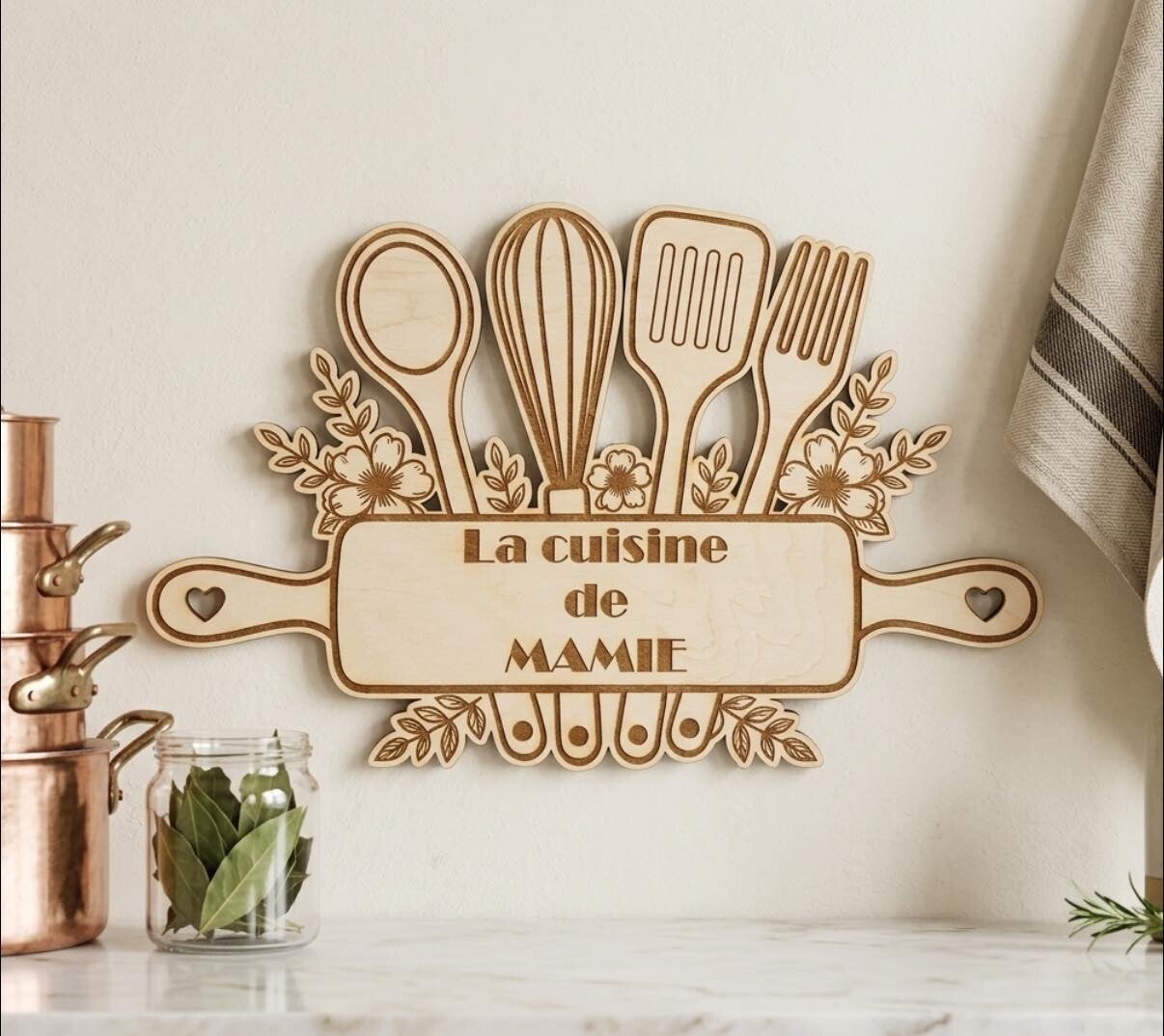 La cuisine de MAMIE - Décoration murale en bois