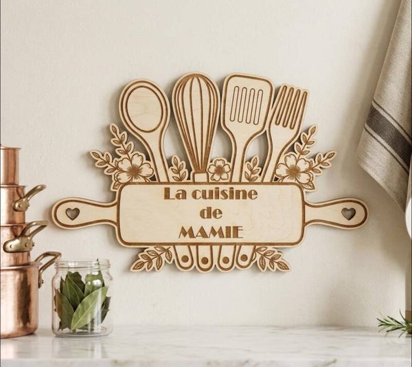 La cuisine de MAMIE - Décoration murale en bois