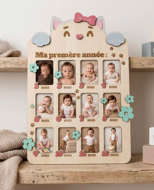 Cadre "Ma Première Année" en Bois –🐱🎀