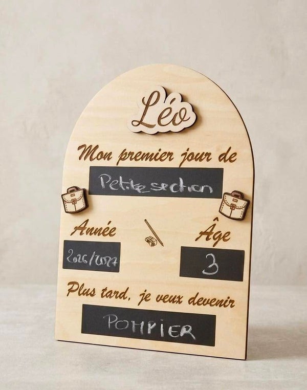 Pancarte "Premier Jour de Classe" Personnalisable en Bois - Souvenir de la Rentrée