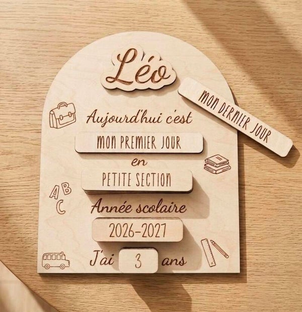 Pancarte de Rentrée & Fin d'Année Scolaire Personnalisable en Bois —