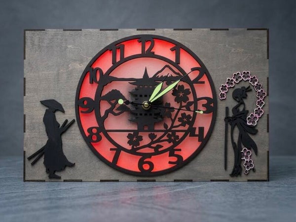 🌸 Horloge Murale Lumineuse "Esprit du Japon"🌸