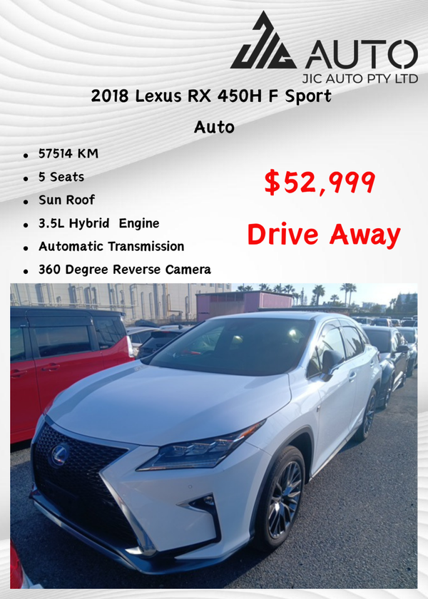 2018 Lexus RX RX450H F Sport Auto 57,514 KM