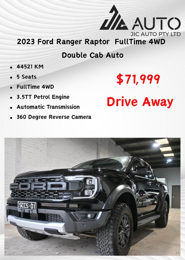 2023 Ford Ranger Raptor  FullTime 4WD  Double Cab Auto 44,521 KM
