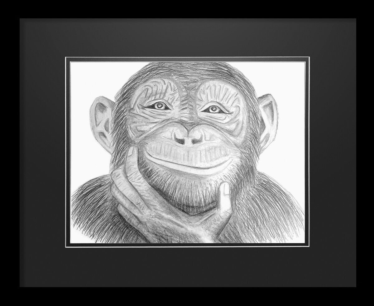 A Musing Chimpanzee, Original Framed