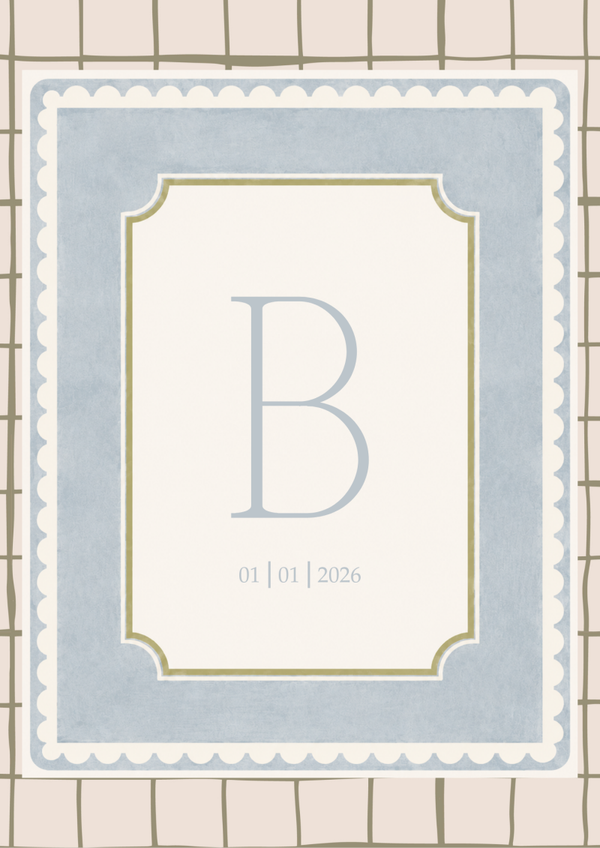 Poster ruitjes Blauw - A4