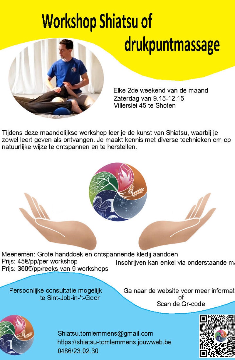 Workshop Ontspanningsmassage, drukpuntmassage, ademhalinginnerlijke rust