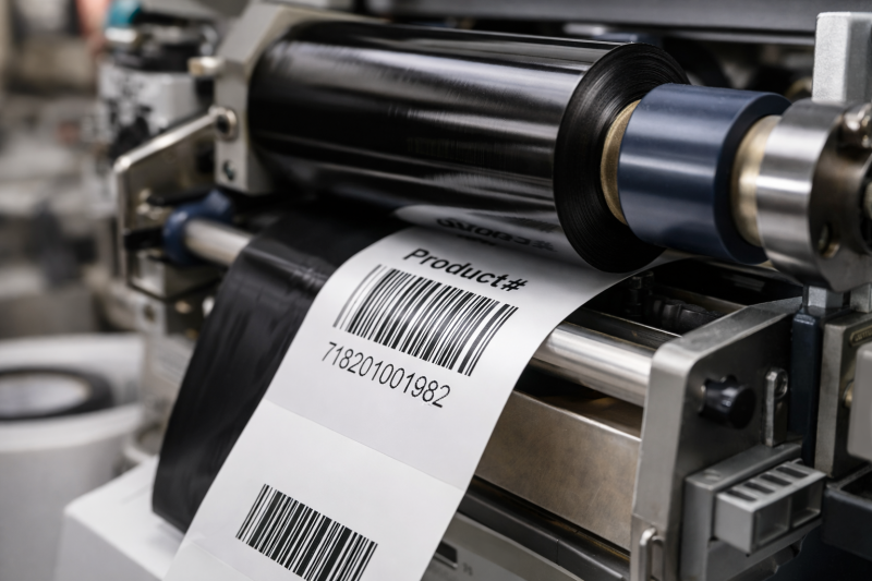 impresión de etiquetas con ribbon en impresora térmica industrial