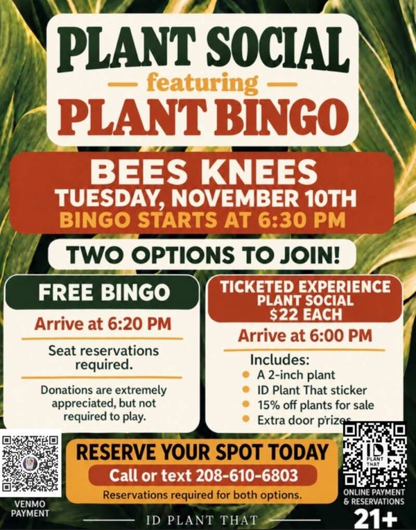 Bees Knees Plant Social & Community Bingo 11-10-2026