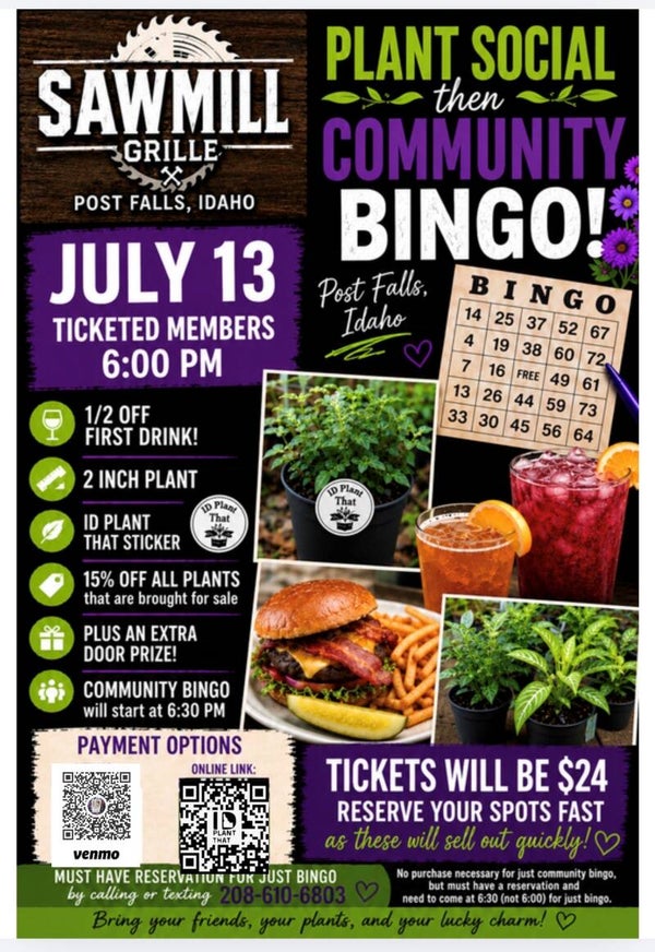 Sawmill Plant Social with BINGO 7-13-2026