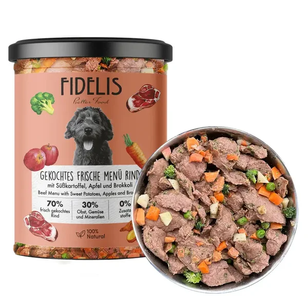Friskkogt oksekød med sød kartoffel, æble og broccoli (glas)