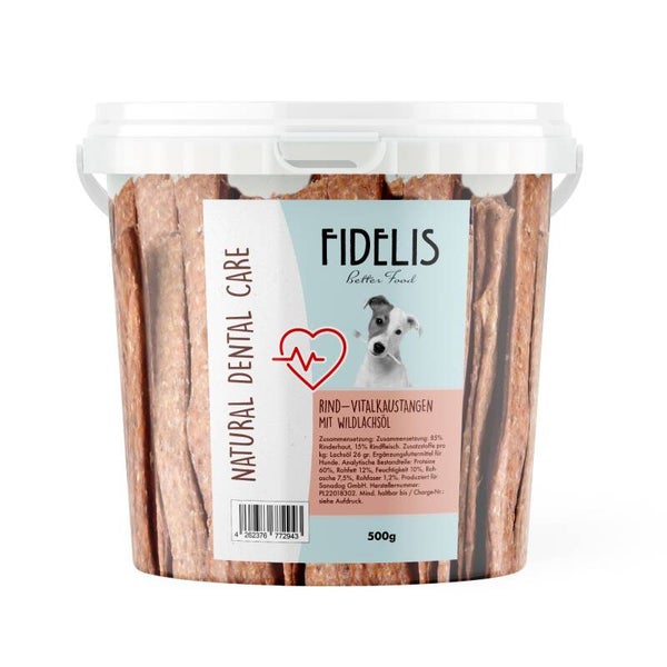 Vital oksekødstyggepinde med vildlakseolie (500g spand)
