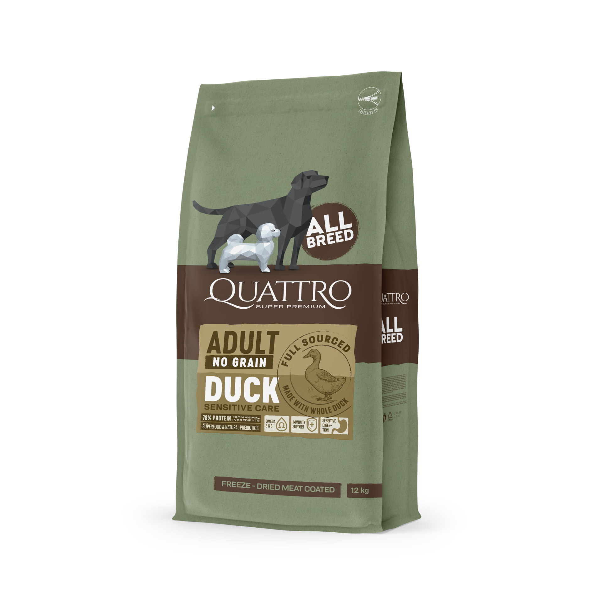 Quattro Super Premium No Grain All Breed Adult,                                               Duck 3kg