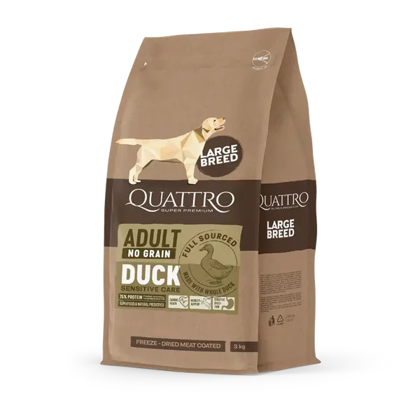 Quattro Super Premium No Grain Large Breed Adult, Duck 12kg