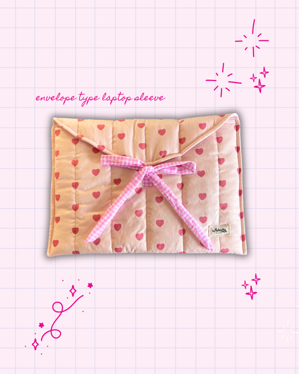 Pink Hearts Envelope Type Laptop Sleeve