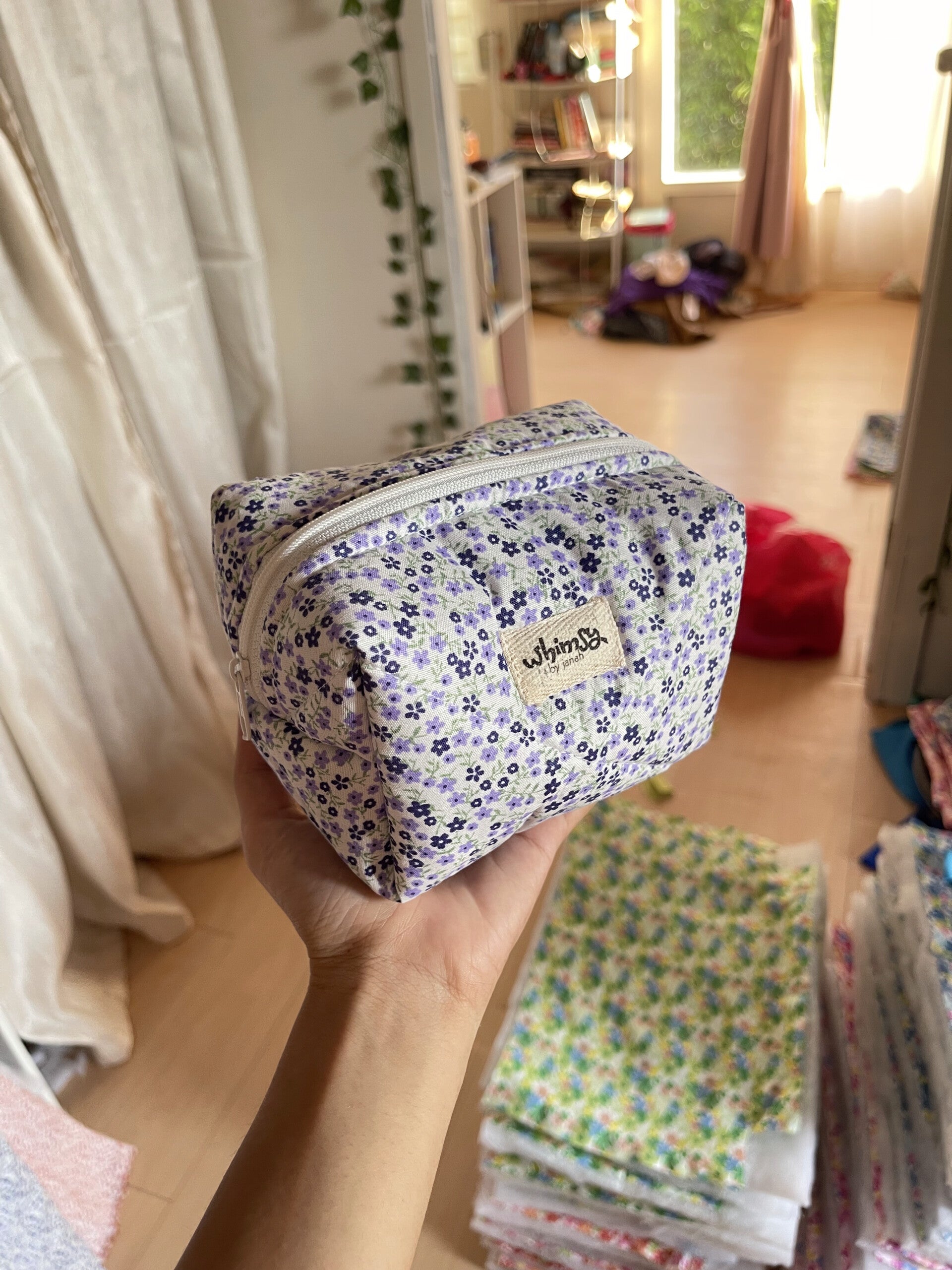 Purple Garden Small Makeup Pouch