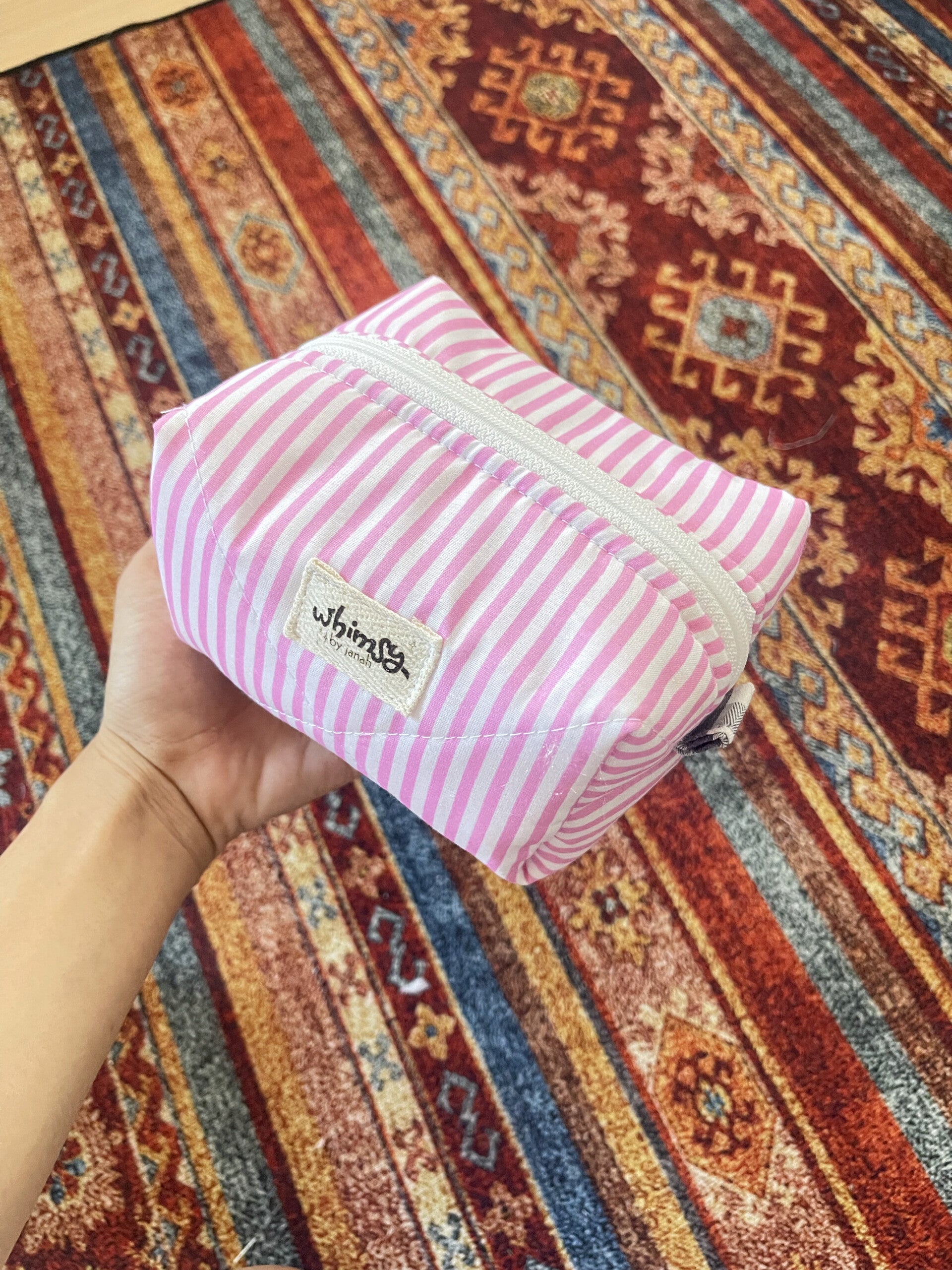 Pink Stripes Small Makeup Pouch