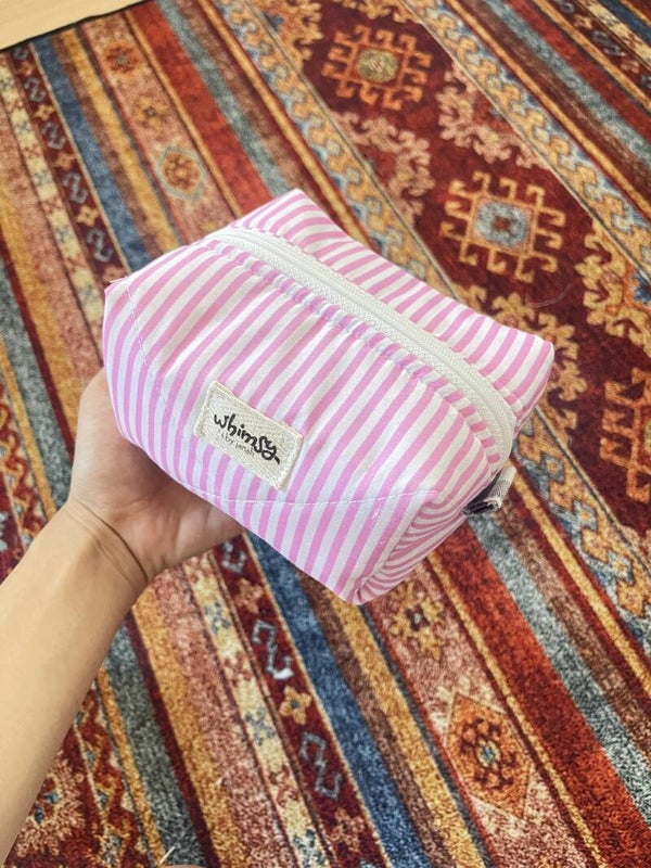 Pink Stripes Small Makeup Pouch