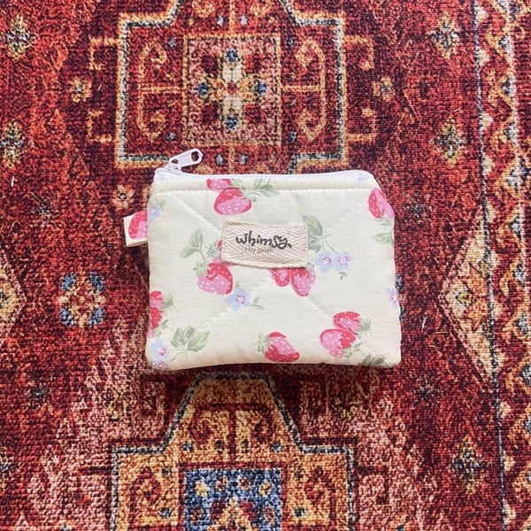 Cream Strawberry Coin Purse