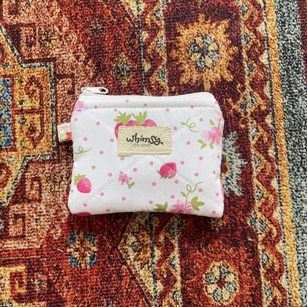 White Strawberry Coin Purse