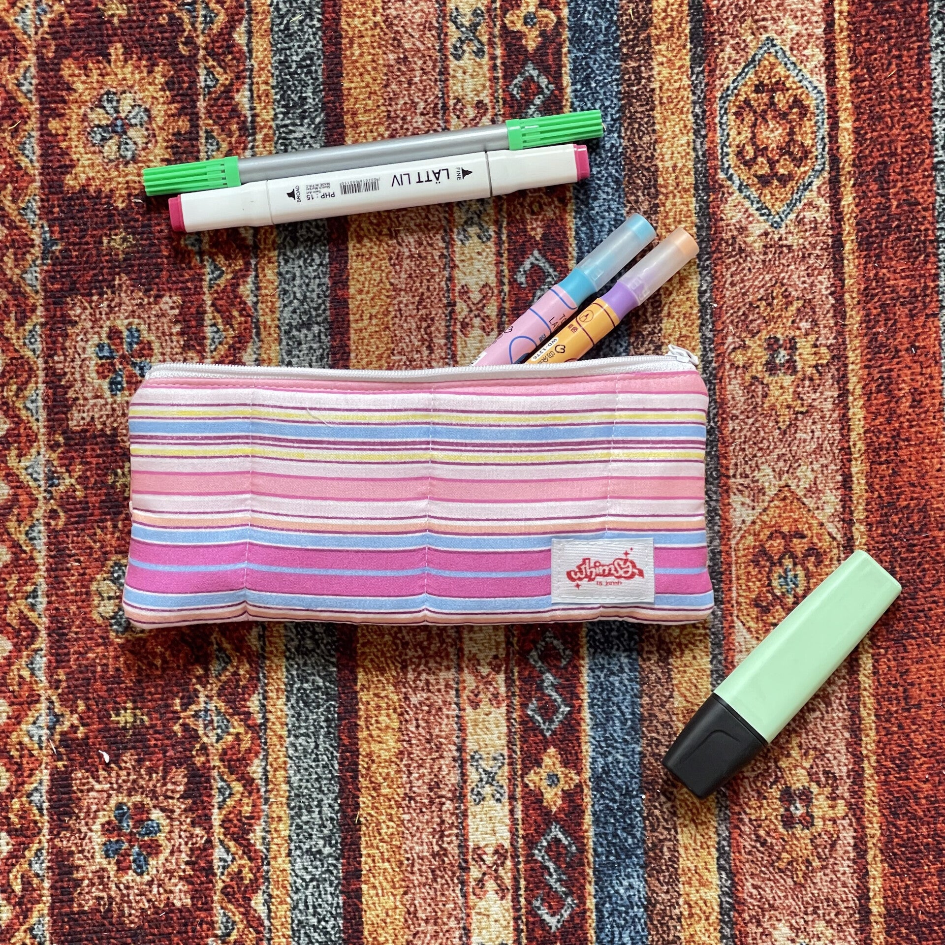 Pink Purple Stripes Pencil Case