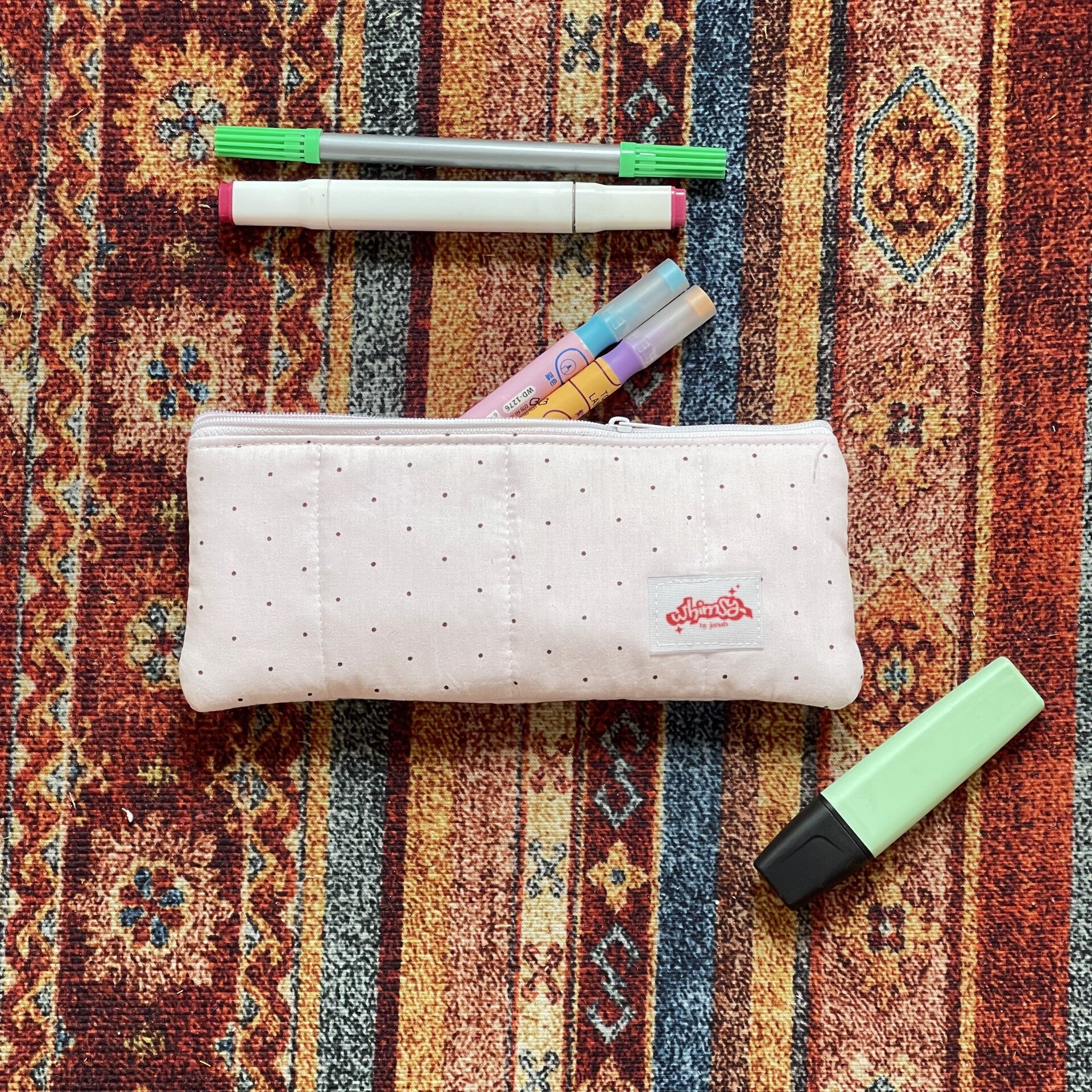 Pink & Brown Polca Pencil Case