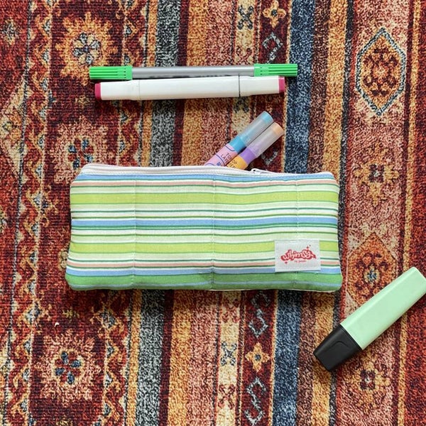 Green Stripes Pencil Case