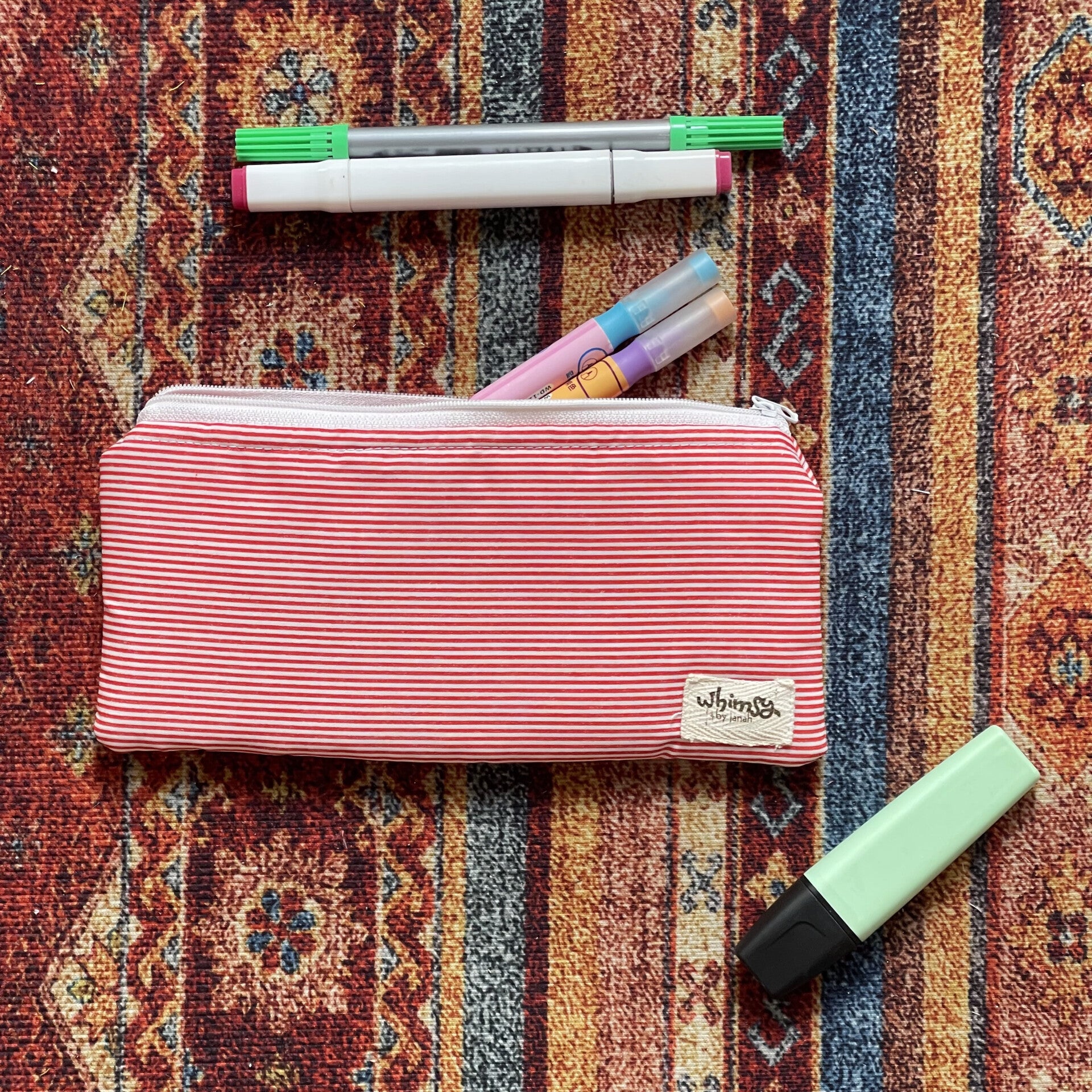 Red Stripes Pencil Case
