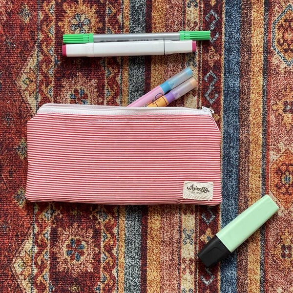 Red Stripes Pencil Case