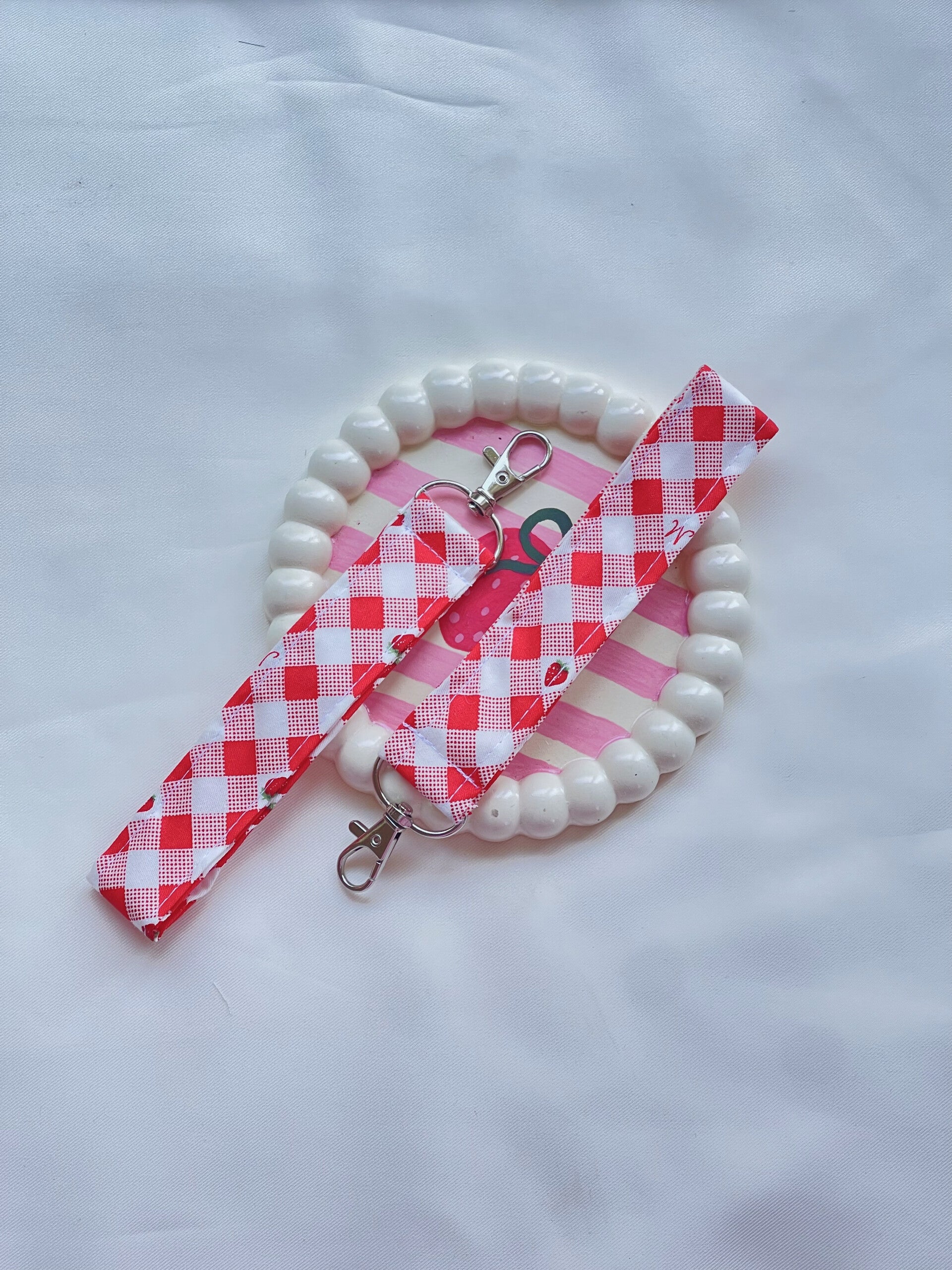 Red Strawberry Keychain Wristlet