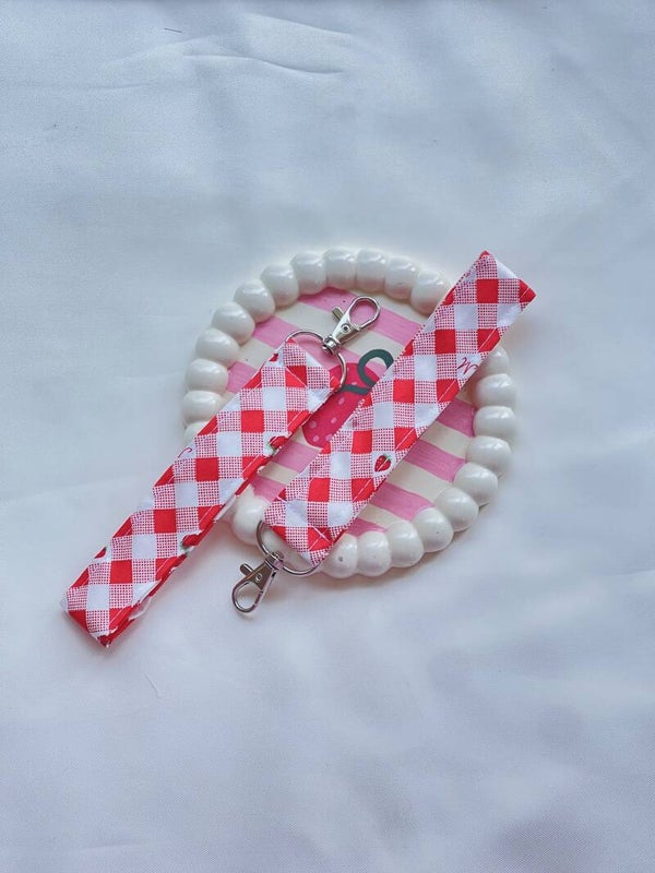 Red Strawberry Keychain Wristlet
