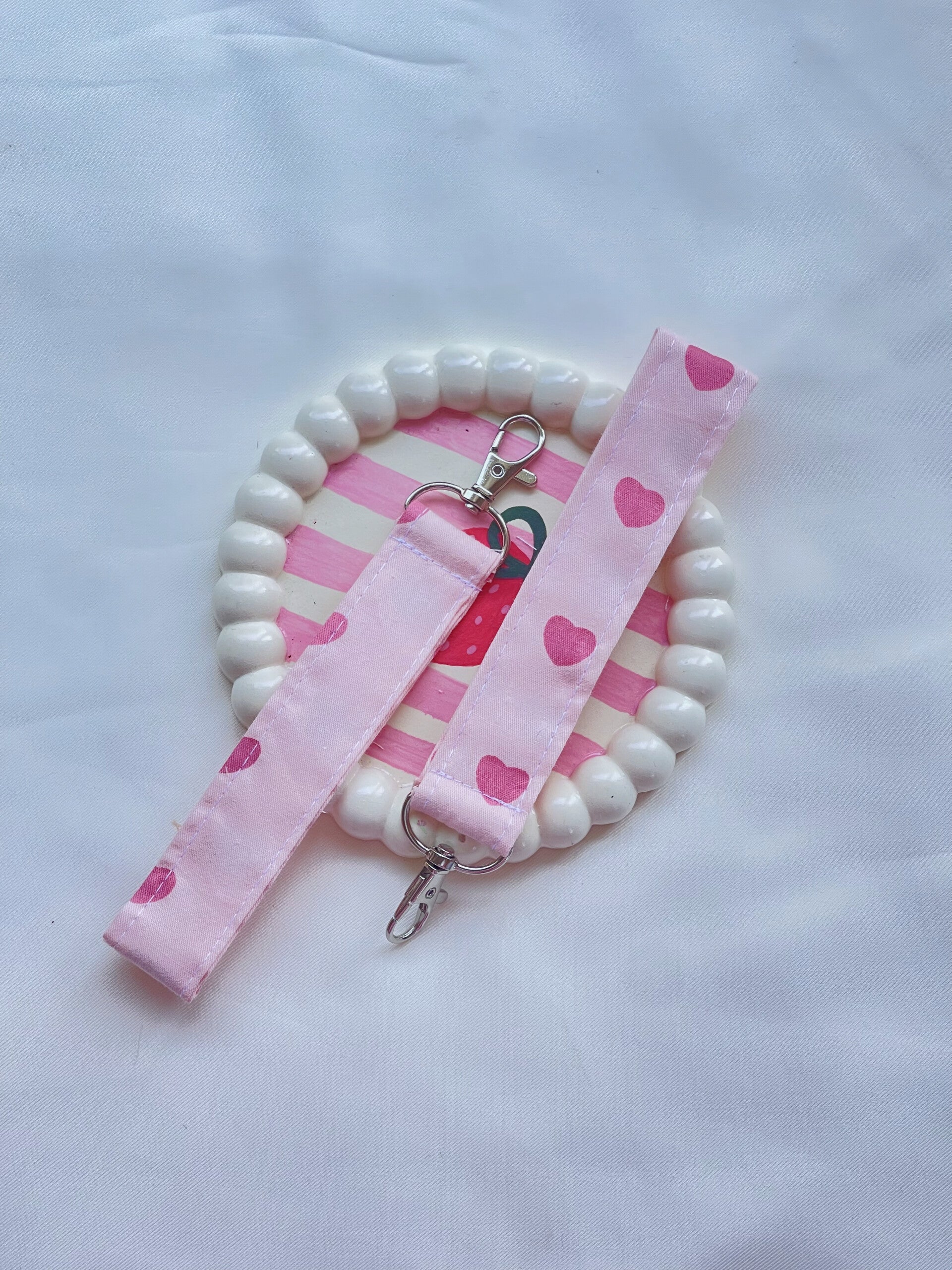 Pink Hearts Keychain Wristlet