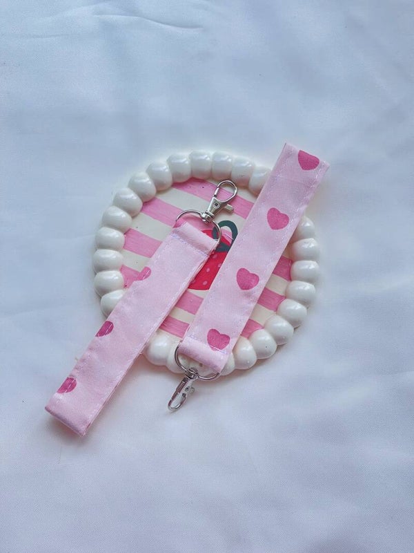 Pink Hearts Keychain Wristlet