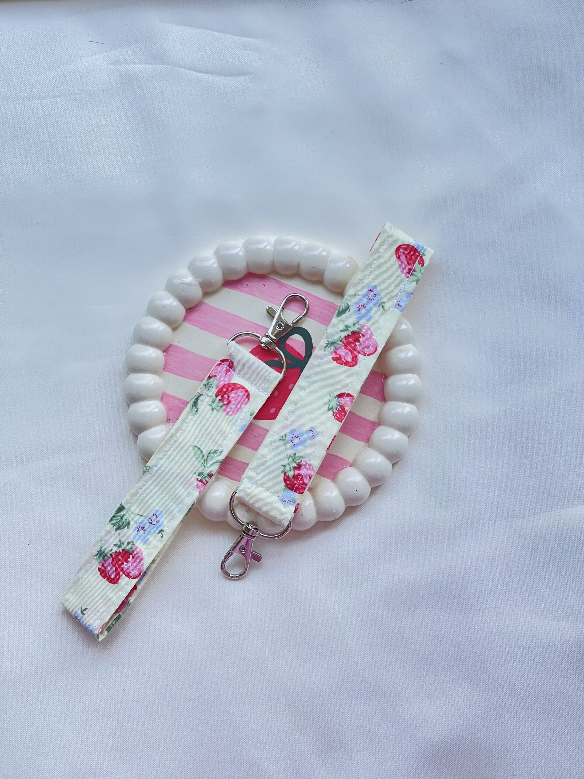 Strawberry Cream Keychain Wristlet