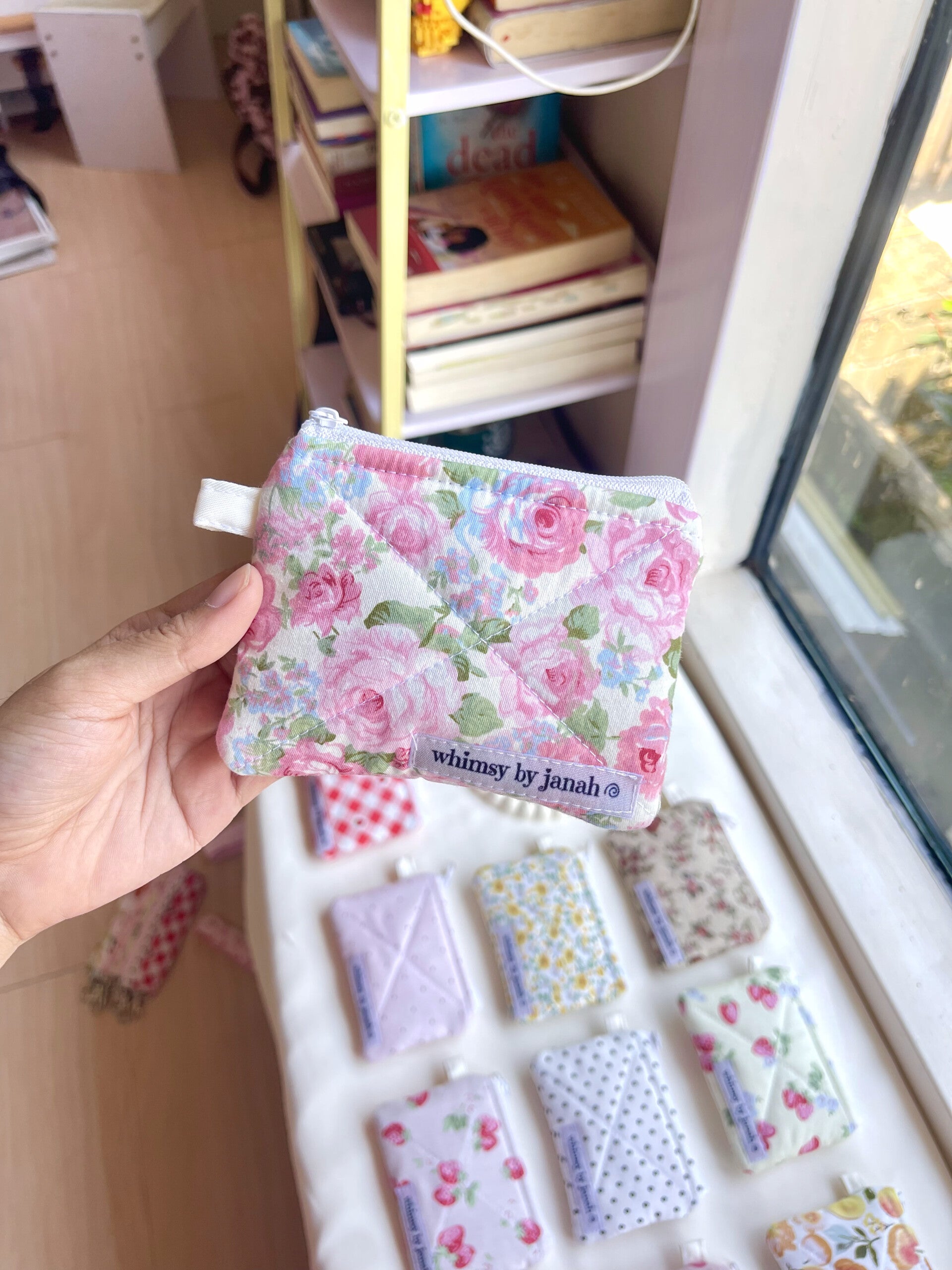 Pink Roses Keychain Wallet