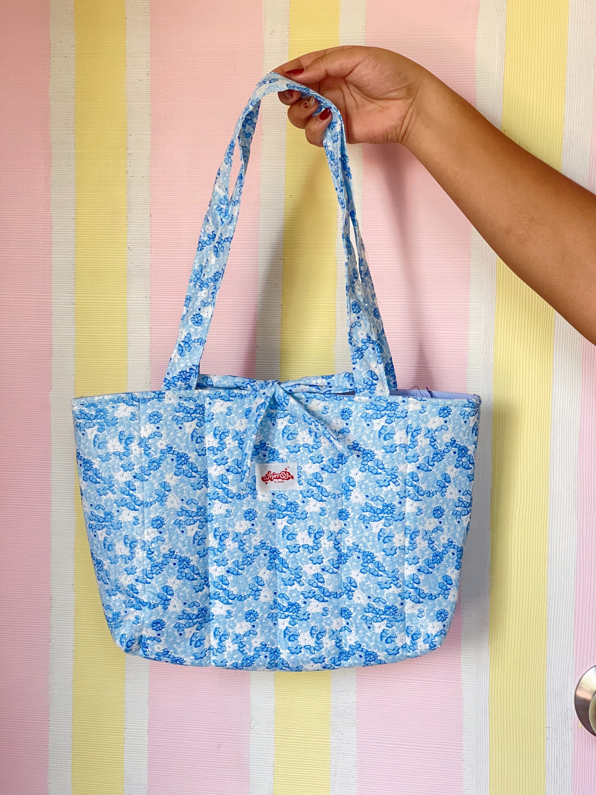 Light Blue Floral Whimsy Tote Bag