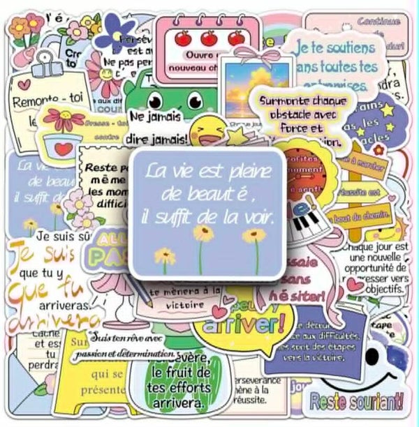 #6 - 50 Autocollants - Phrases Positives