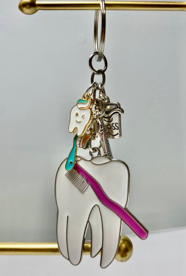 Dental tooth charm keychain