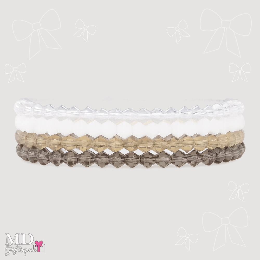 Armband set van 4 wit-goud-bruin