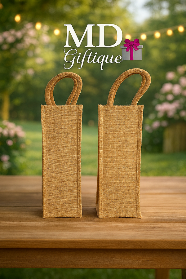 Geschenktas jute fles