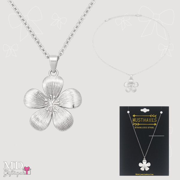 Ketting bloem gedetailleerd zilverkleurig