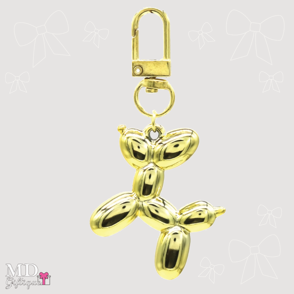 Sleutelhanger ballonhond goudkleurig