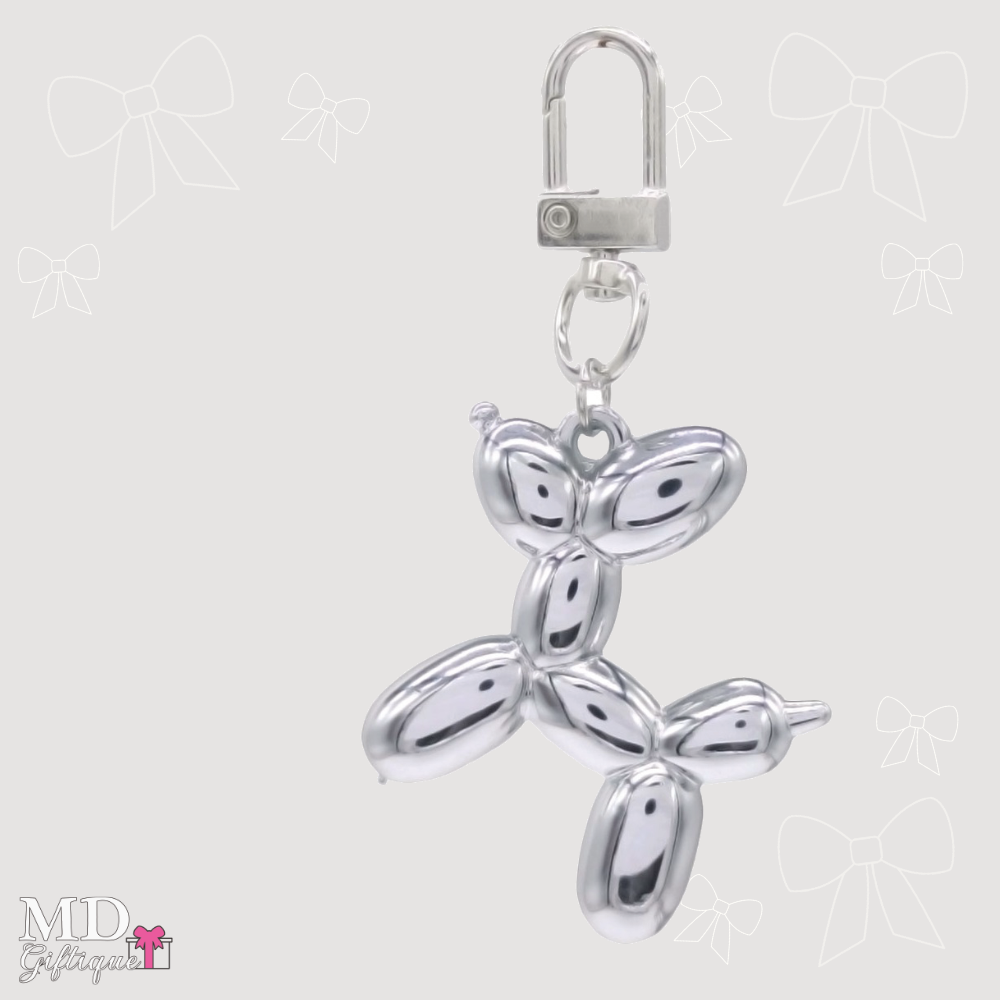 Sleutelhanger ballonhond zilverkleurig