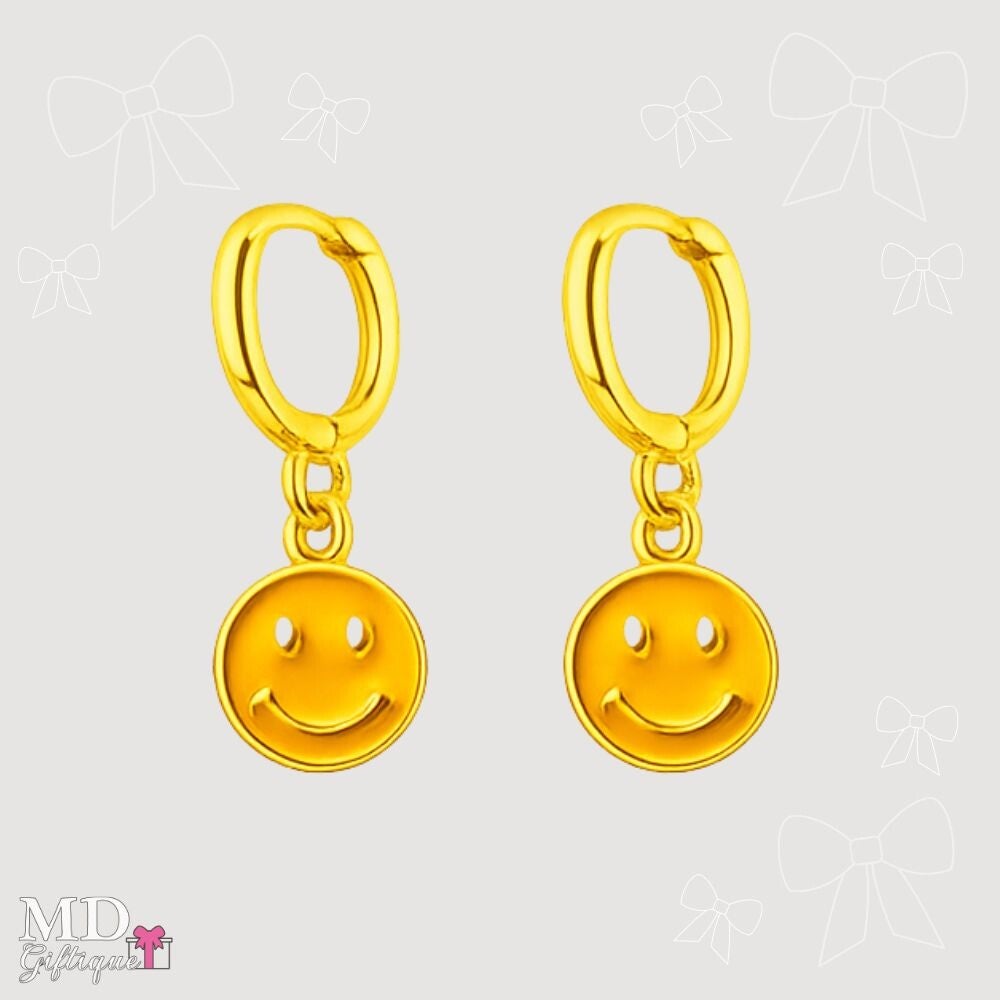 Oorbellen gele smiley goudkleurig