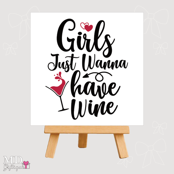Tegeltje 004 Girls wine