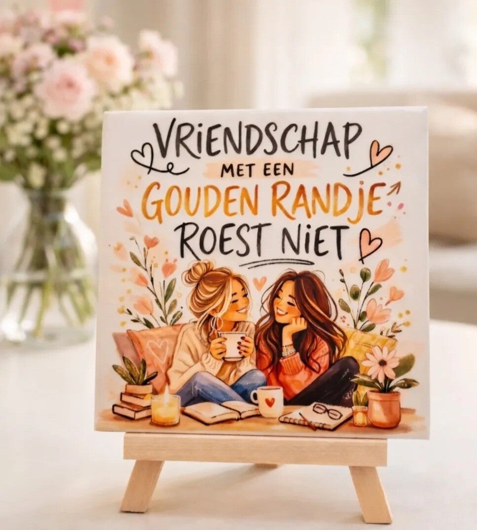 Tegeltje vriendschap met een gouden randje roest niet.