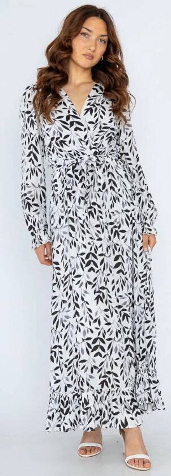 Dames - Lang kleed zwart bloemen