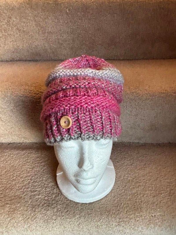 Boulder Beanie Adult Women's Hat - Pink & Gray