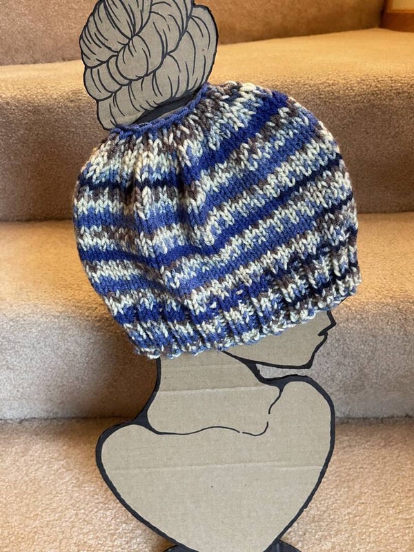 Messy Bun Hat - Blue Multi